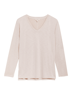 

Womens Per Una Modal Rich V-Neck Long Sleeve Longline Top - Calico, Calico