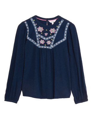 

Womens Per Una Pure Cotton Floral Long Sleeve Top - Navy Mix, Navy Mix