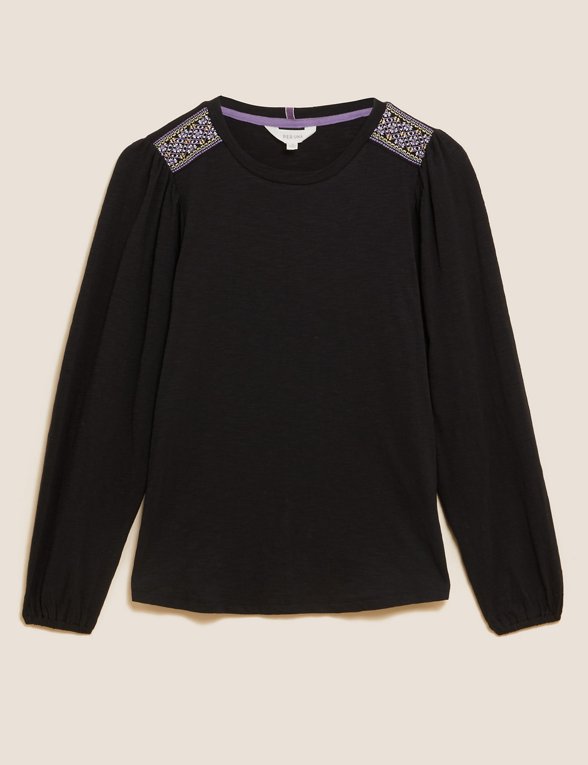 Pure Cotton Embroidered Long Sleeve Top
