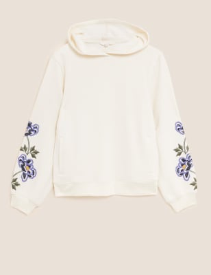 Flower Embroidered Hoodie