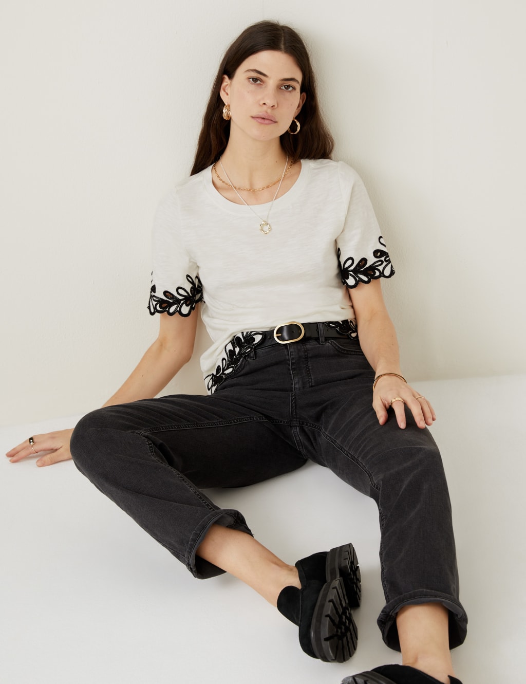 Pure Cotton Embroidered T-Shirt image 1