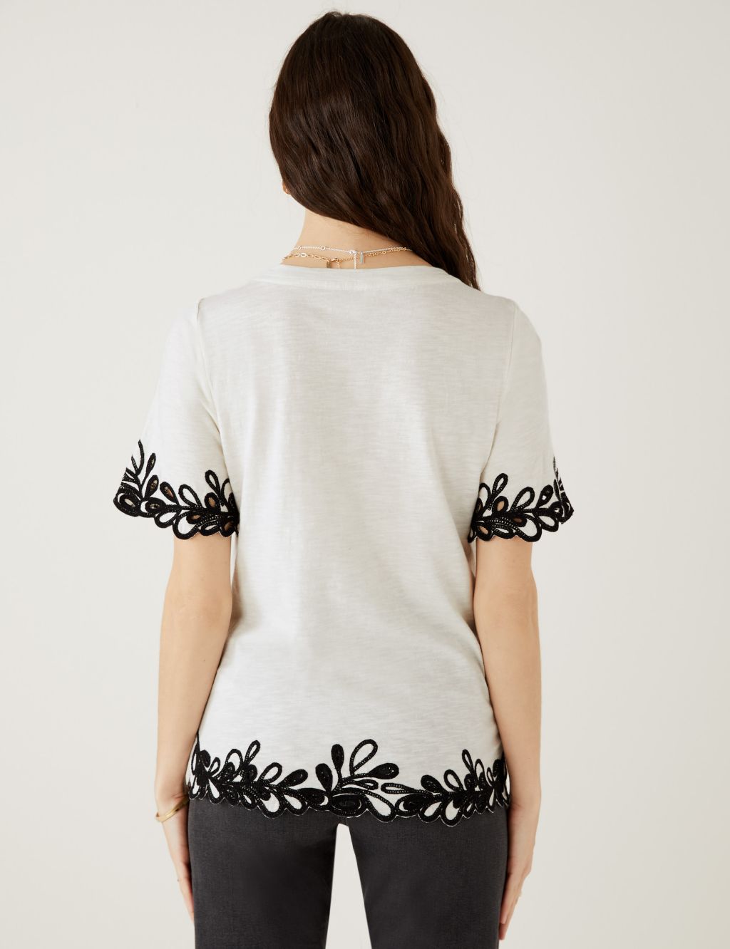 Pure Cotton Embroidered T-Shirt image 3