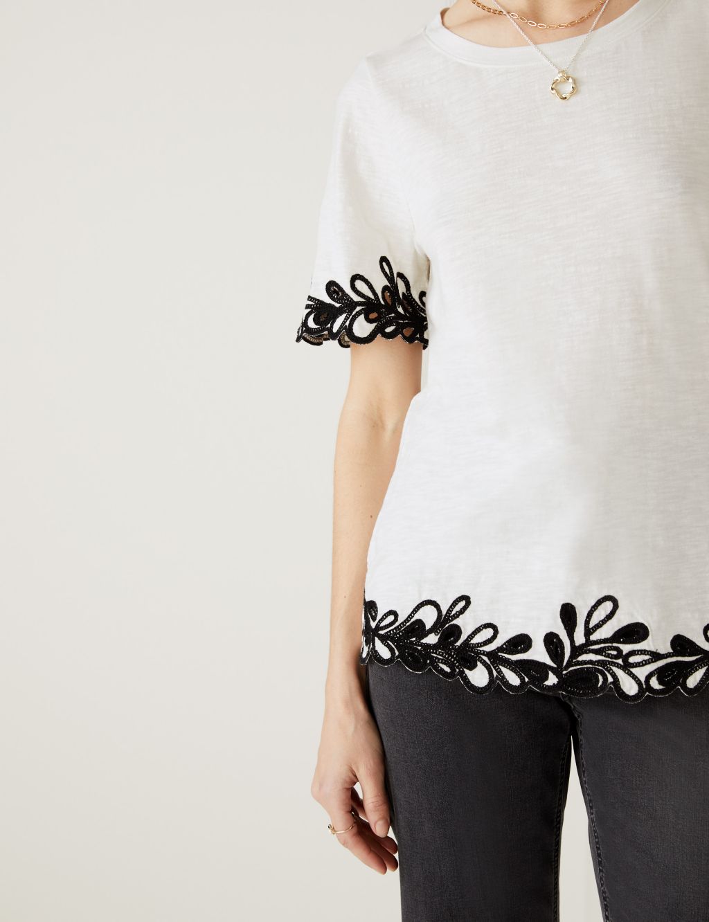Pure Cotton Embroidered T-Shirt image 4