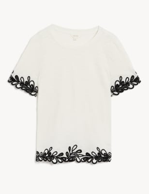Pure Cotton Embroidered T-Shirt