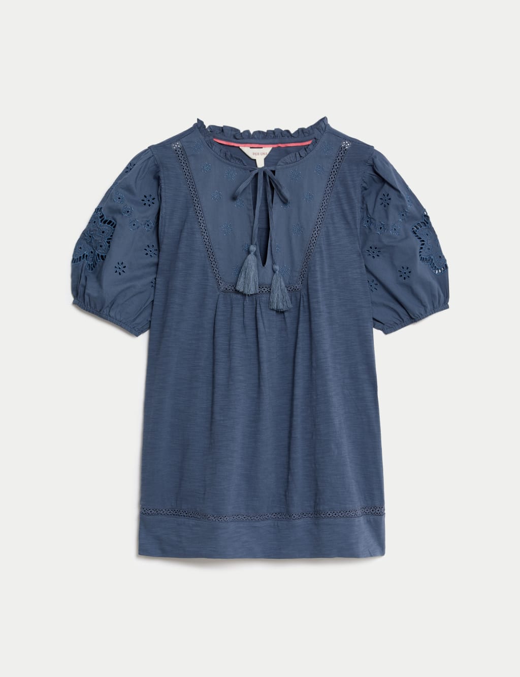 Pure Cotton Broderie Puff Sleeve Top image 2