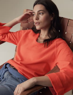 

Womens Per Una Sweatshirt aus reiner Baumwolle - Sun Glow, Sun Glow