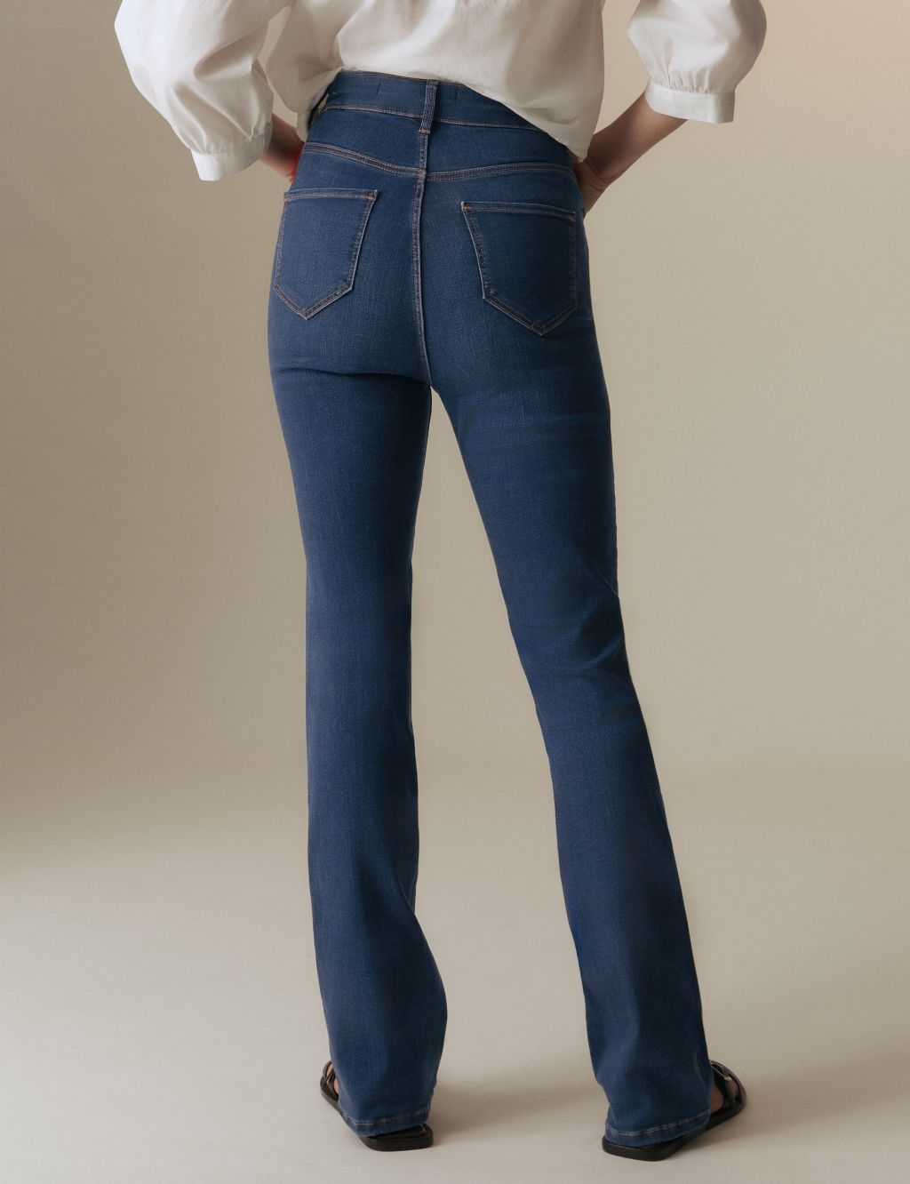 Lyocell Rich High Waisted Slim Flare Jeans image 4