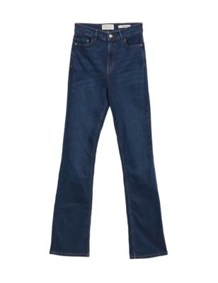 Womens Per Una Tencel™ Rich High Waisted Slim Flare Jeans - Medium Indigo