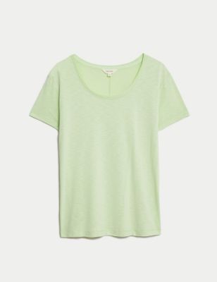 Per Una Womens Modal Rich Scoop Neck T-Shirt - 10 - Pale Green, Pale Green,Carbon,Grass,Soft White,A