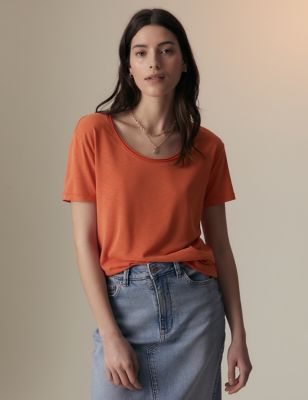 

Womens Per Una Modal Rich Scoop Neck T-Shirt - Tangerine, Tangerine