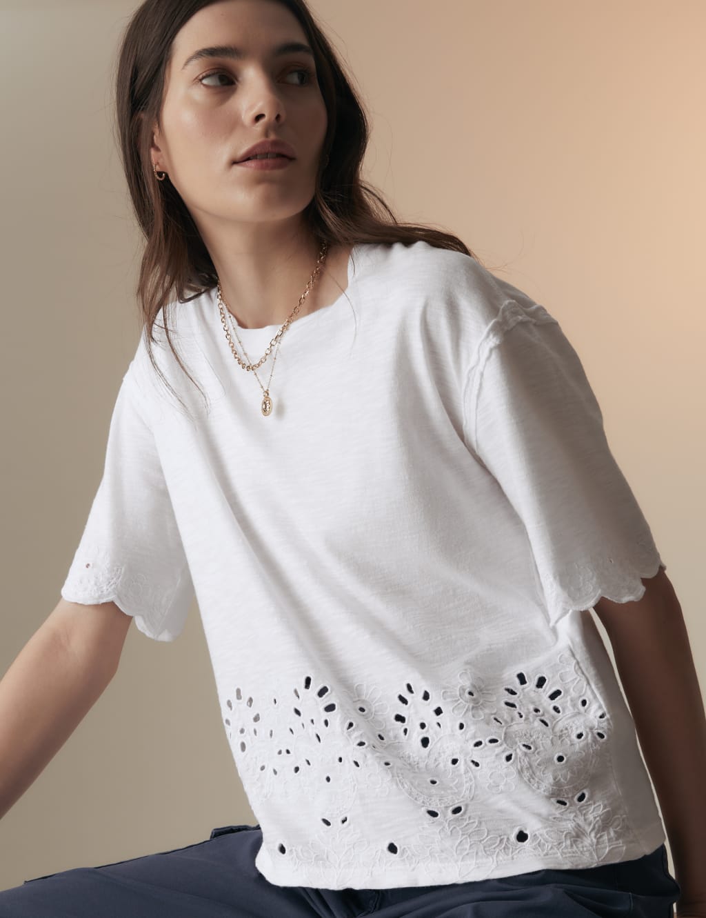 Pure Cotton Broderie T-Shirt