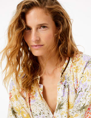 Satin Floral Print Blouse 