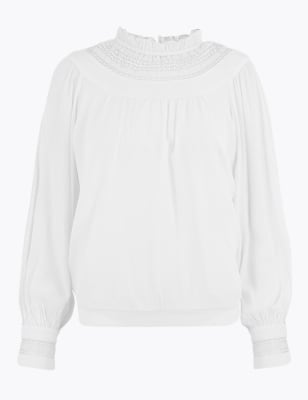 Womens Per Una Blouse avec empiècements en dentelle - Winter White