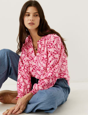 

Per Una Blusa cerrada floral con cuello con muescaWomens - Pink Mix, Pink Mix