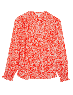 

Womens Per Una Floral Notch Neck Popover Blouse - Red Mix, Red Mix