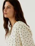 Floral Notch Neck Popover Blouse