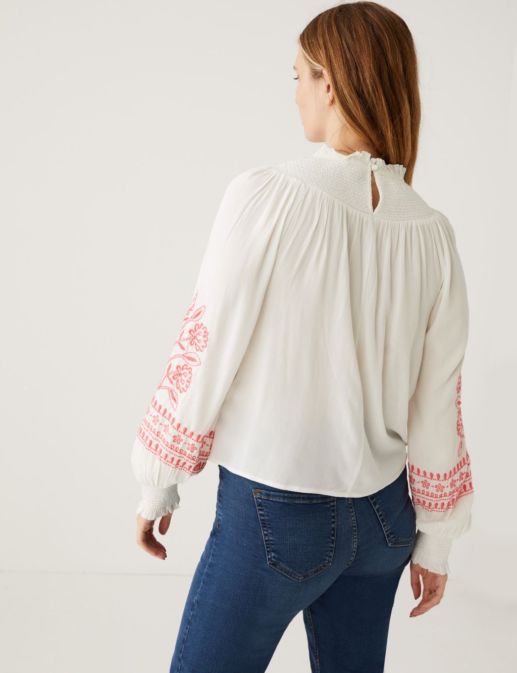 Embroidered Funnel Neck Blouse image 5