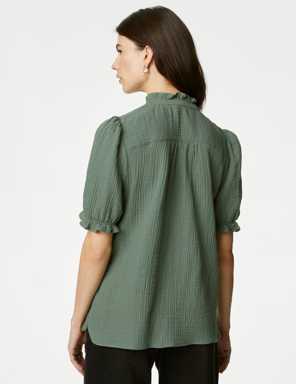 Pure Cotton Textured Notch Neck Blouse image 5
