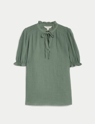 

Per Una Blusa texturizada 100% algodón con cuello con muescaWomens - Faded Khaki, Faded Khaki
