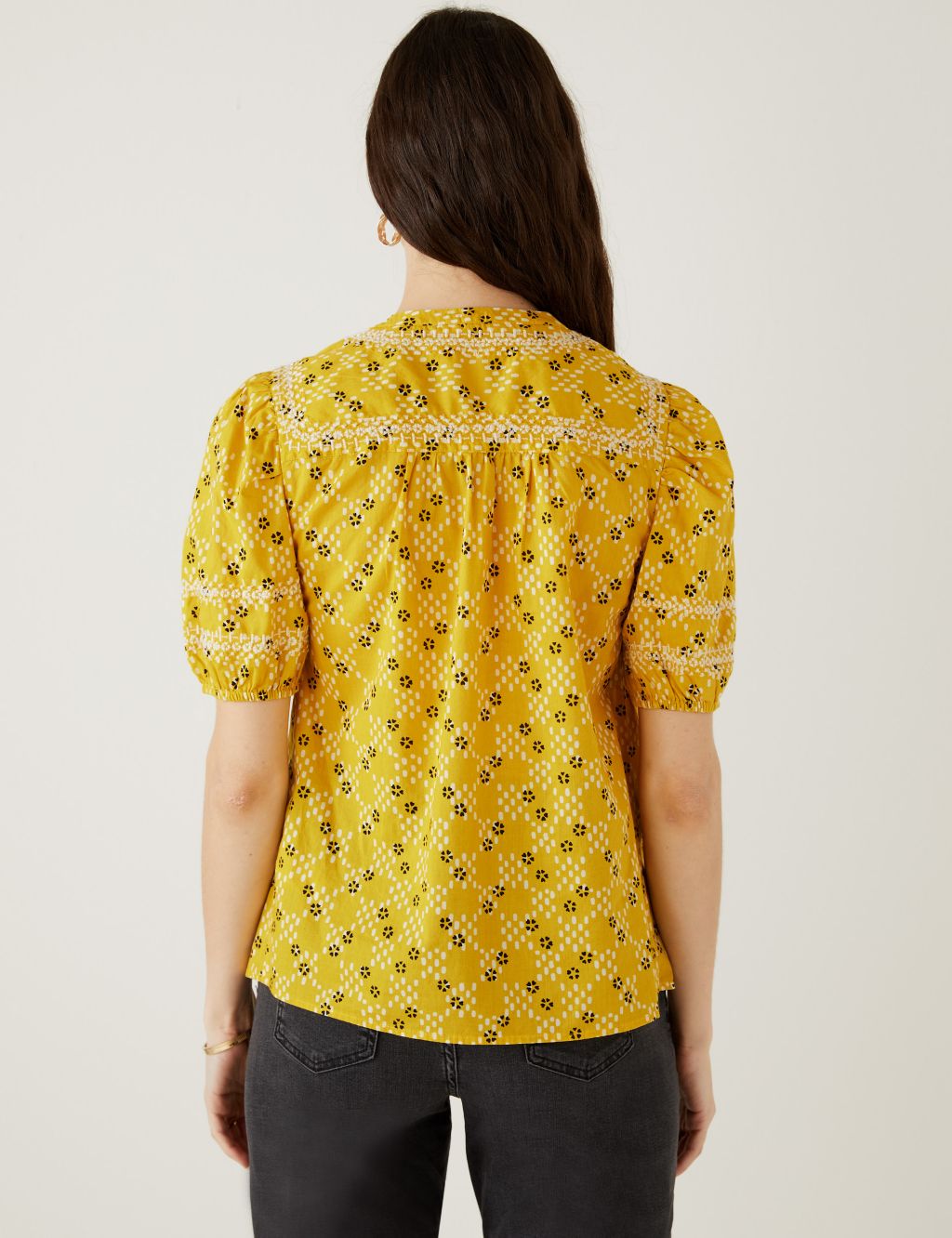 Pure Cotton Embroidered Notch Neck Blouse image 3