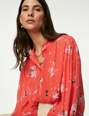 

Per Una Blusa con postizo de encaje con modalWomens - Orange Mix, Orange Mix