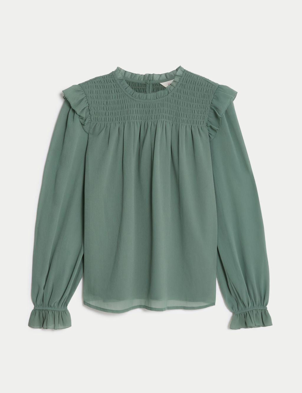 Shirred High Neck Frill Detail Blouse image 2