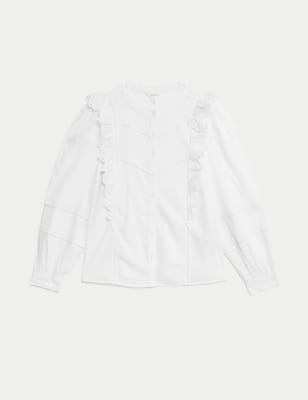 Pure Cotton Embroidered Ruffle Shirt 4 of 6