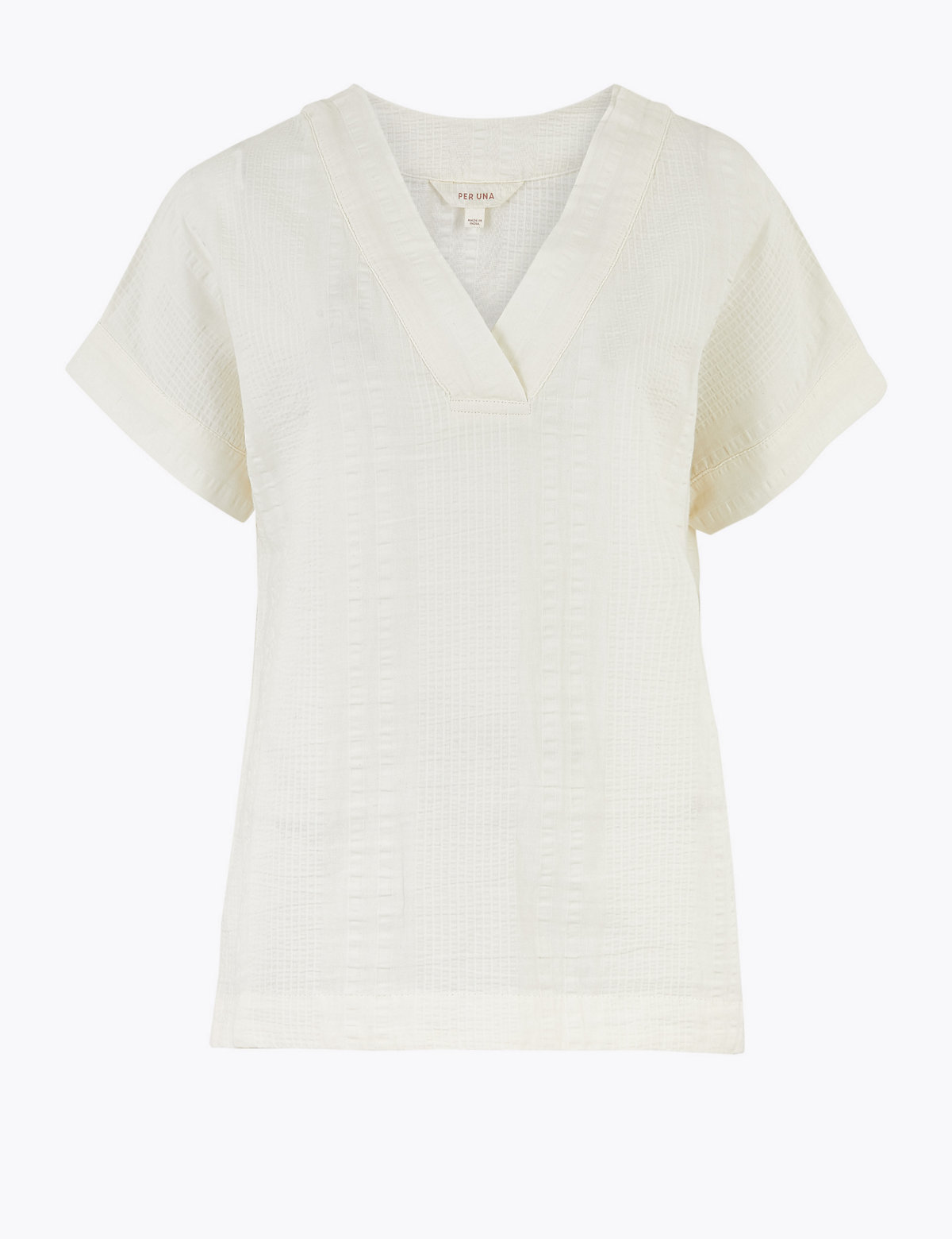 Pure Cotton Textured V-Neck T-Shirt