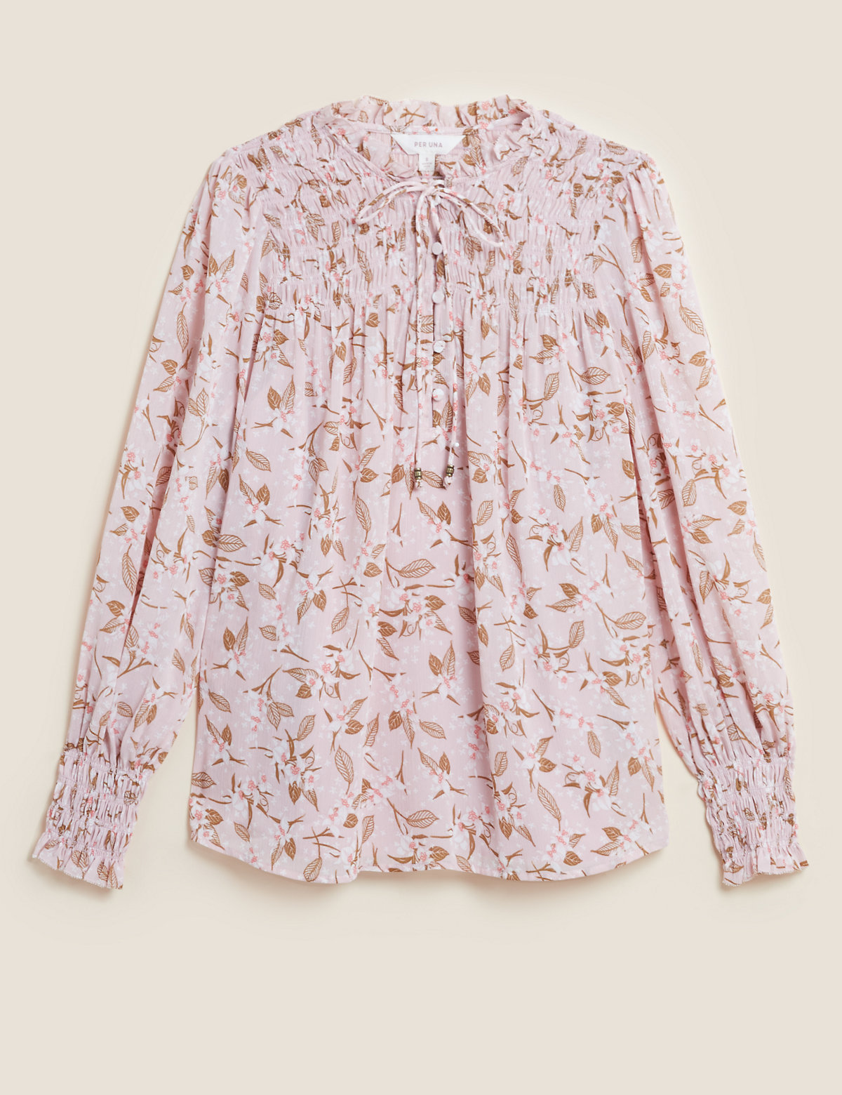 Ditsy Floral Tie Neck Long Sleeve Blouse