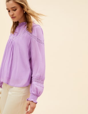 

Per Una Blusa con volante en el cuello y postizo de encajeWomens - Lavender, Lavender
