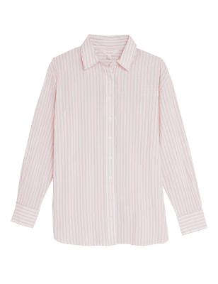 

Womens Per Una Langarmhemd aus reiner Baumwolle mit Streifenmuster - Coral Mix, Coral Mix