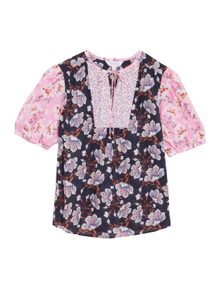 

Per Una Blusa de manga corta 100% algodón floralWomens - Pink Mix, Pink Mix