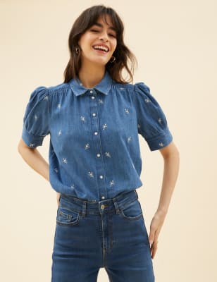 denim blouse