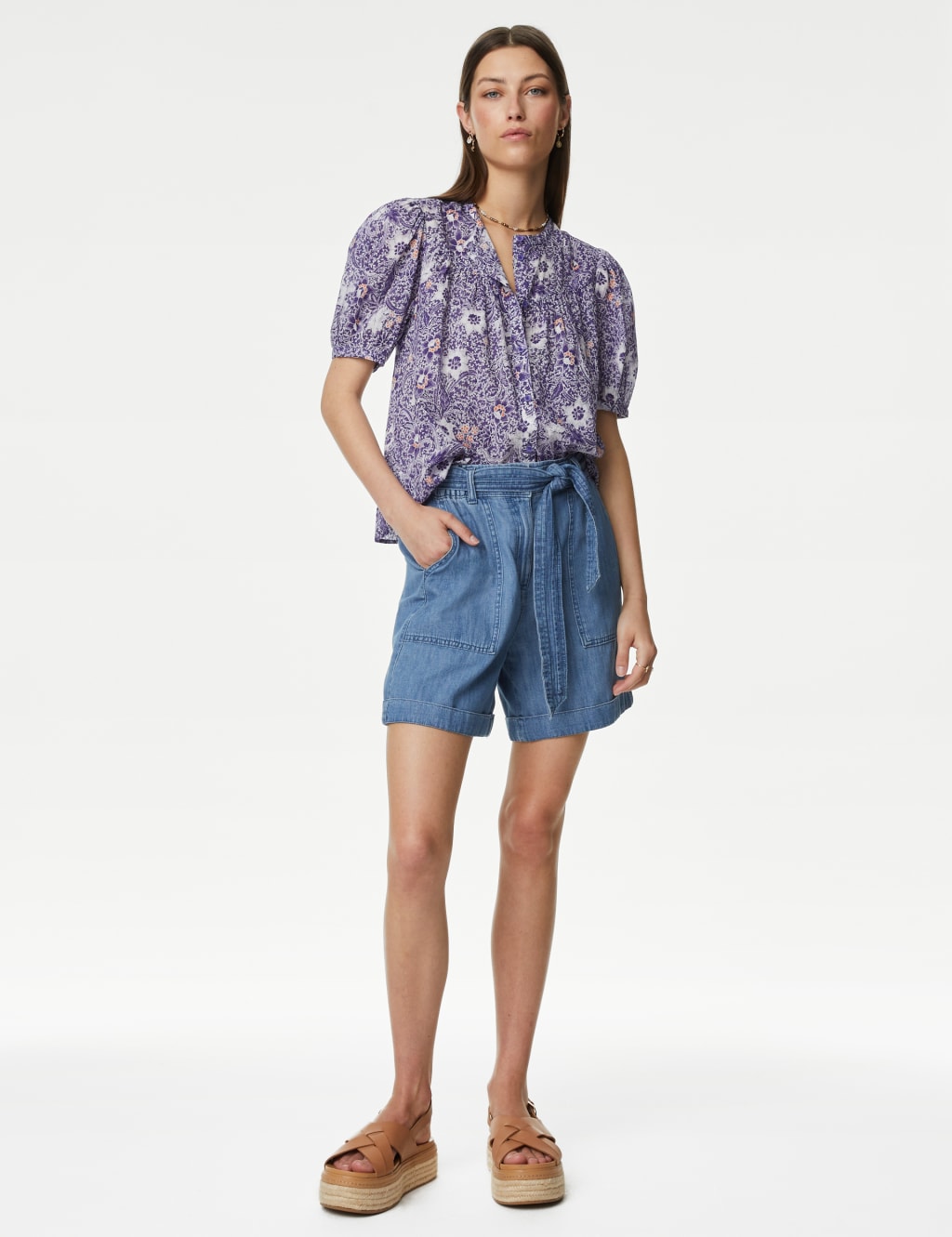 Pure Cotton Printed Short Sleeve Blouse image 1