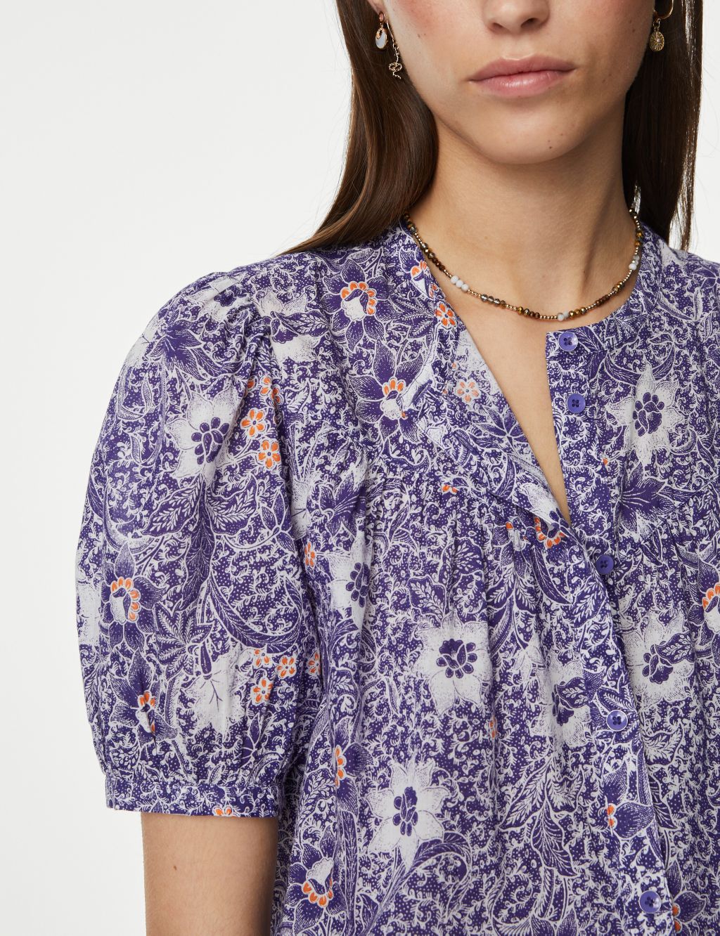 Pure Cotton Printed Short Sleeve Blouse image 3