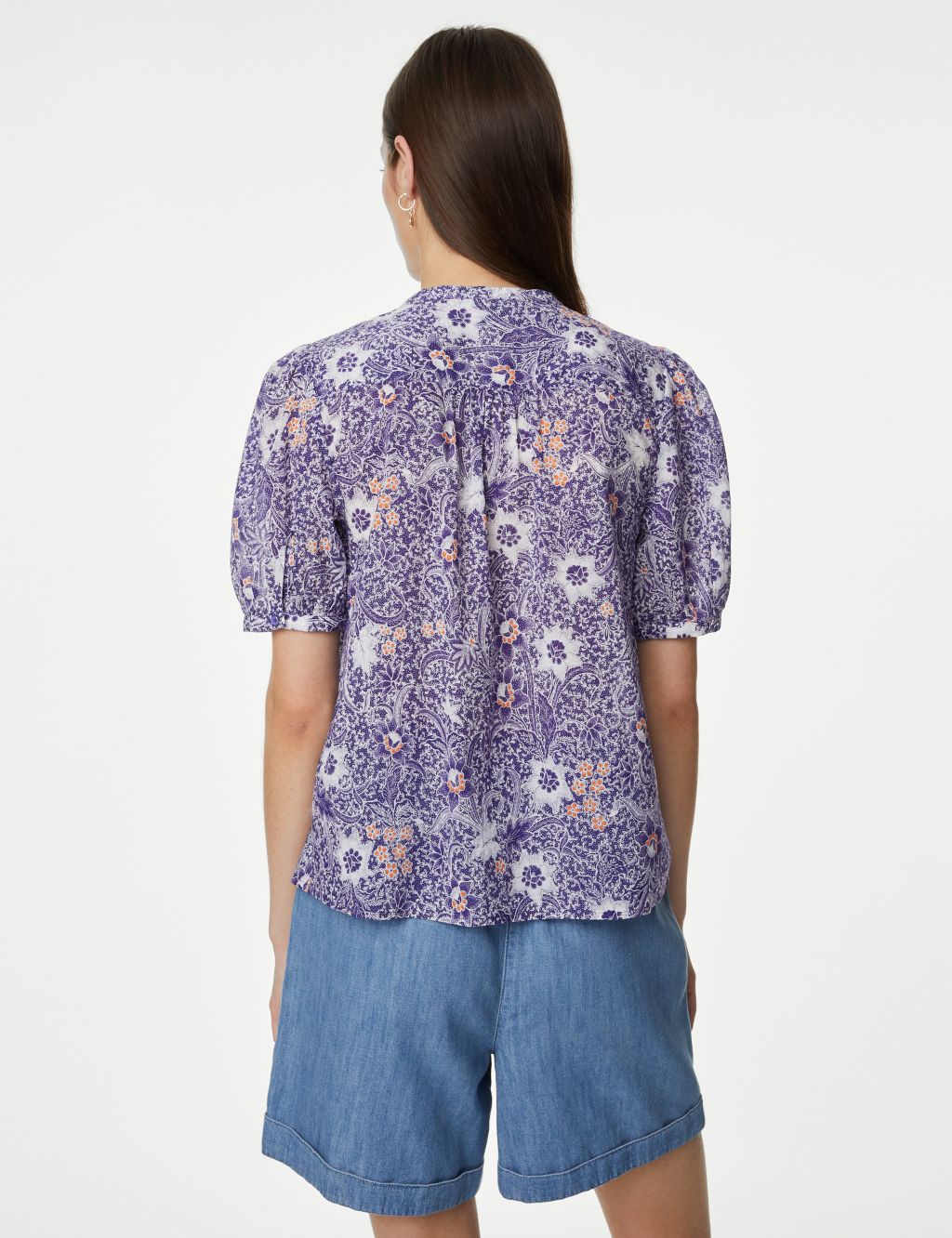 Pure Cotton Printed Short Sleeve Blouse image 4