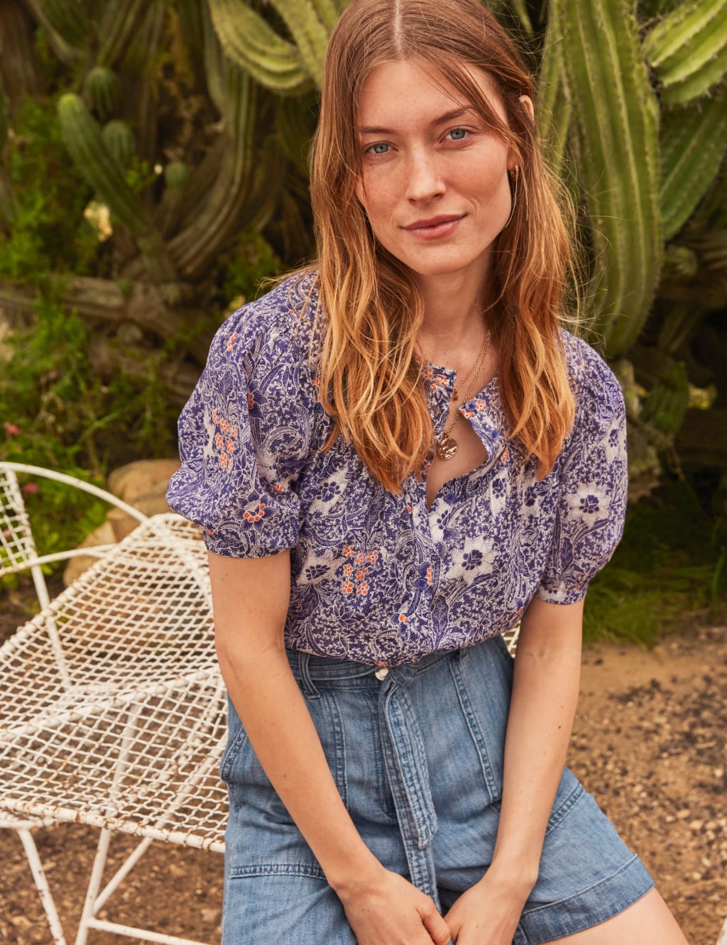 Pure Cotton Printed Short Sleeve Blouse image 5