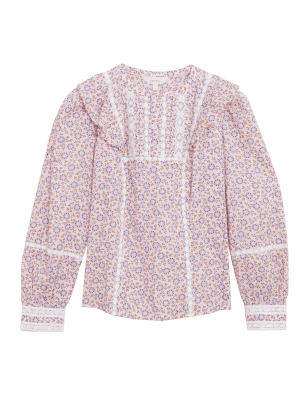 

Womens Per Una Pure Cotton Printed Long Sleeve Blouse - Light Pink Mix, Light Pink Mix