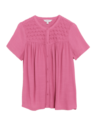 

Per Una Blusa de manga corta plisada sin cuelloWomens - Antique Rose, Antique Rose