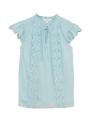 

Per Una Blusa bordada sin mangas 100% algodónWomens - Faded Blue, Faded Blue