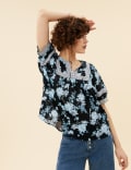 Pure Cotton Floral Short Sleeve Blouse