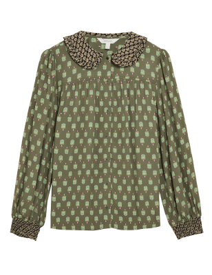 

Per Una Camisa de manga larga estampada con cuelloWomens - Green Mix, Green Mix