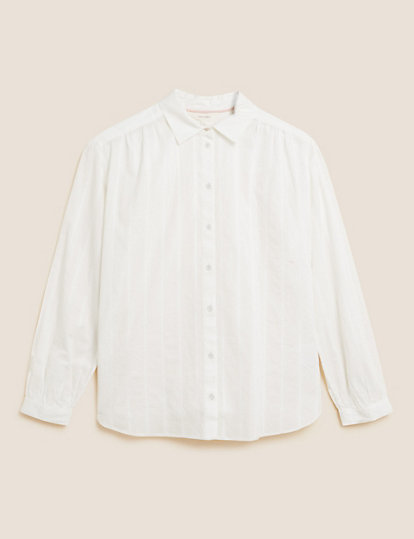 Pure Cotton Striped Oversized Shirt