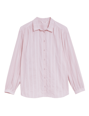 

Womens Per Una Extragroßes Hemd aus reiner Baumwolle mit Streifenmuster - Pink Shell, Pink Shell