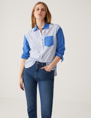 

Per Una Camisa maxi de rayas 100% algodónWomens - Blue Mix, Blue Mix