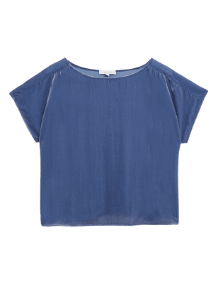 

Womens Per Una Velvet Round Neck Top - Prussian, Prussian