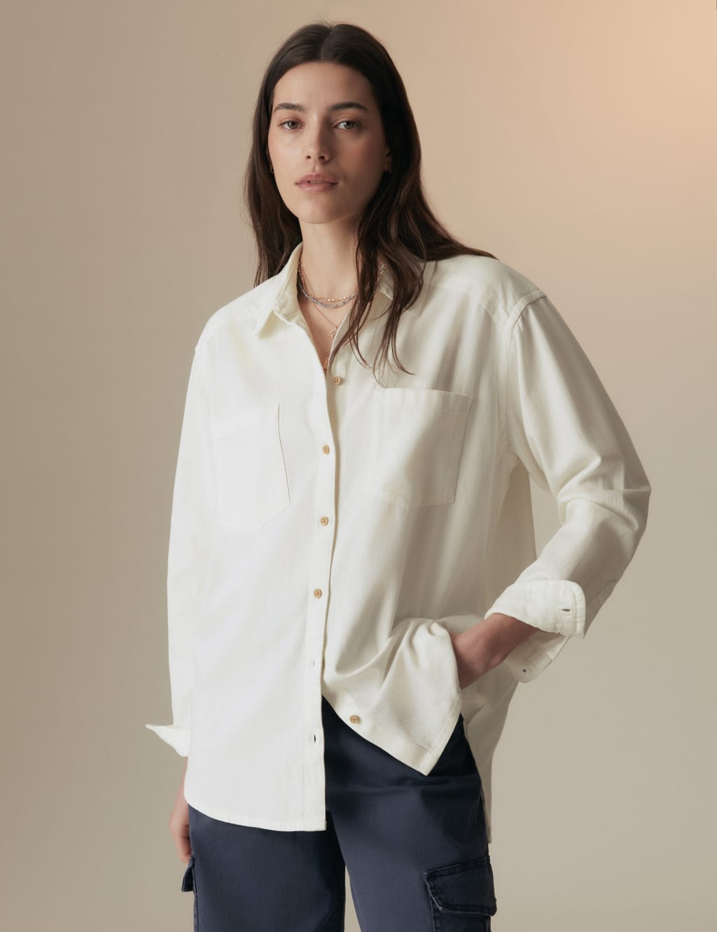 Cream hot sale dressy blouse