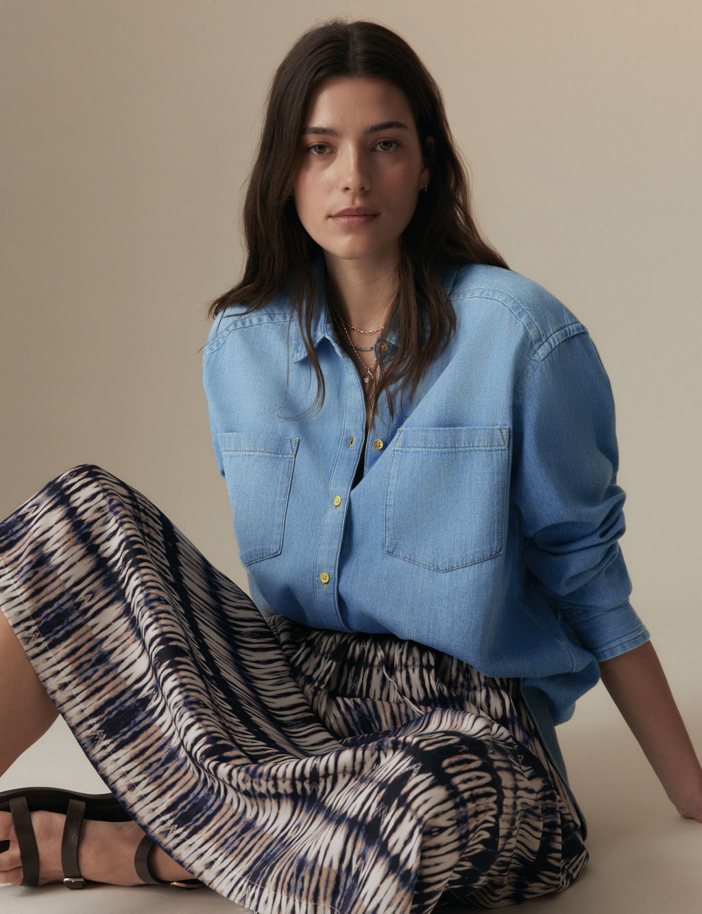 Denim Collared Relaxed Shirt image 1