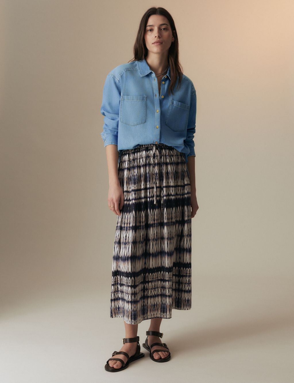 Denim Collared Relaxed Shirt image 3
