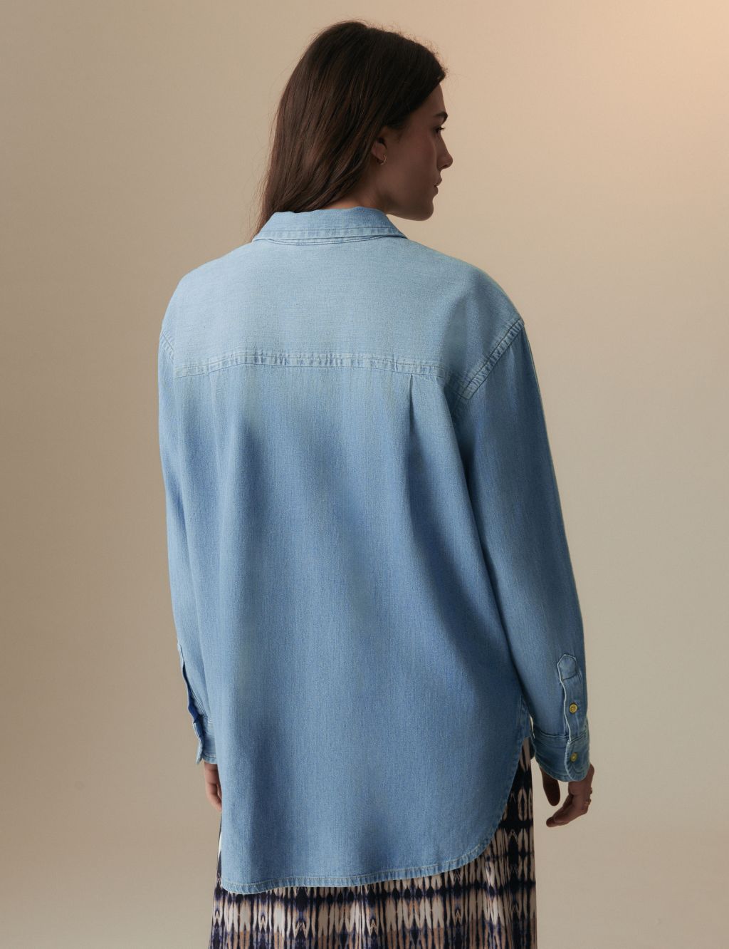 Denim Collared Relaxed Shirt image 5